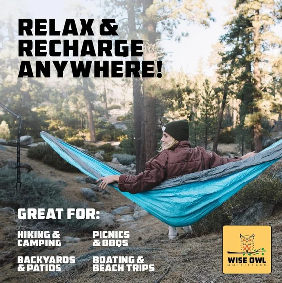 NWOT Wise Owl Outfitters Portable One Person Hammock - Picture 8 of 8